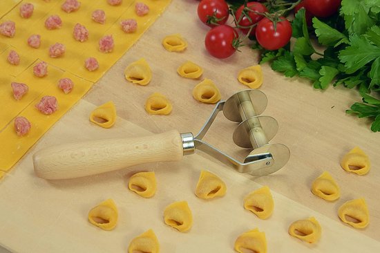 Pastamachine snijder - Deegroller - Verse pasta maken - Roestvrijstalen messen - 28 mm breed - Bruin van Pastamachine — afbeelding 2