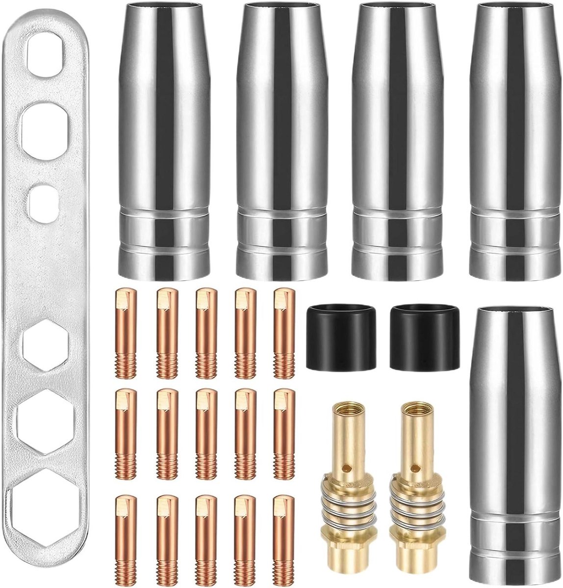 25 Delen Lasaccessoires Set voor MIG Lassen - Inclusief Gasnozzles en Stroomnozzles