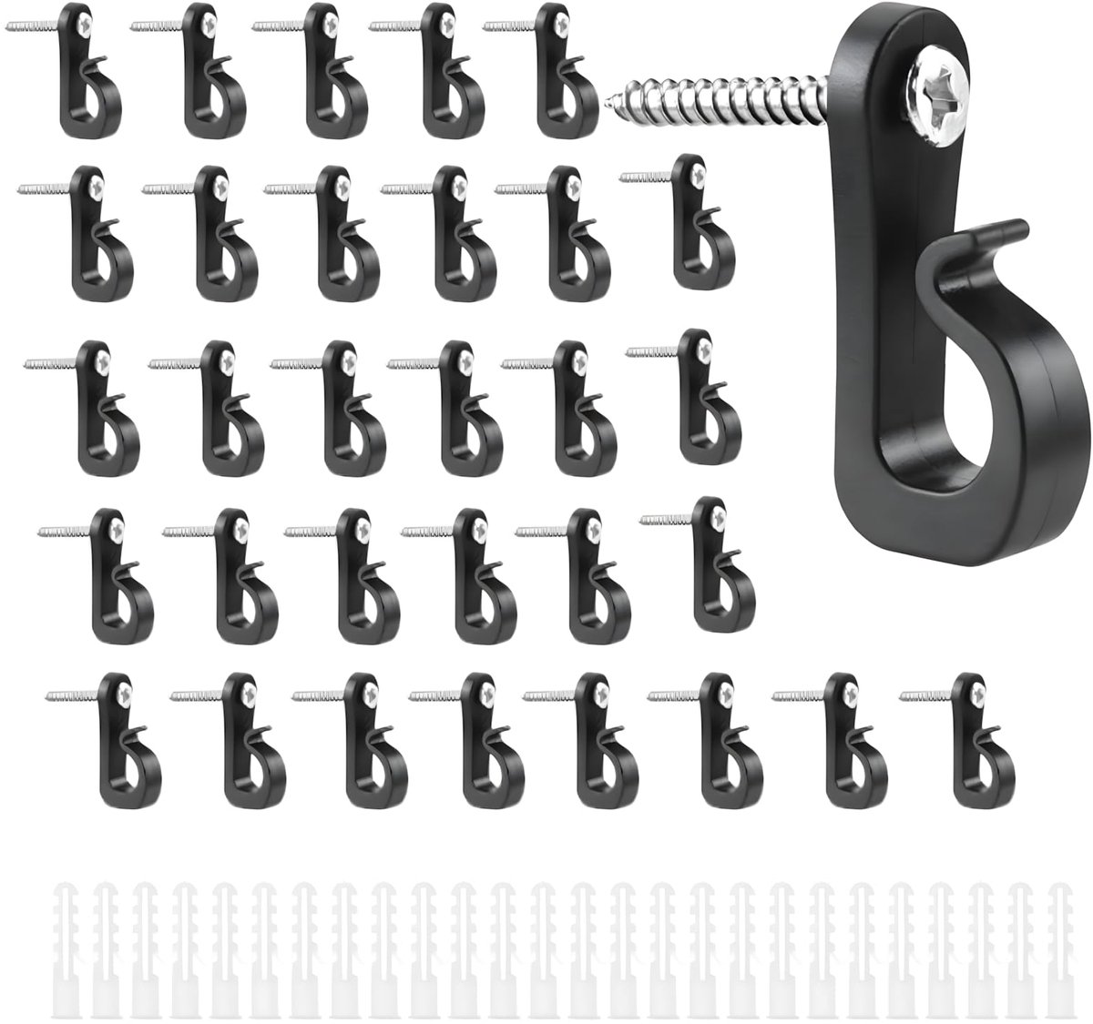 45 stuks Q-hangers, schroefhaken, kerstverlichting, haken, kleine roestvrijstalen schroefhaken met kruiskopschroef voor garage, Nieuwjaar, feest, outdoor lichtkettingen