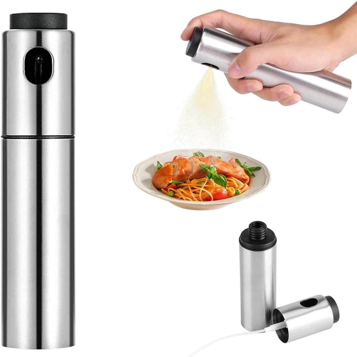 spuitfles, 100 ml, voor olie en azijn, fijne verstuiver voor airfryer, grill, bakken en keuken, spuitfles voor olijfolie, braadolie en meer (heerlijk dun)