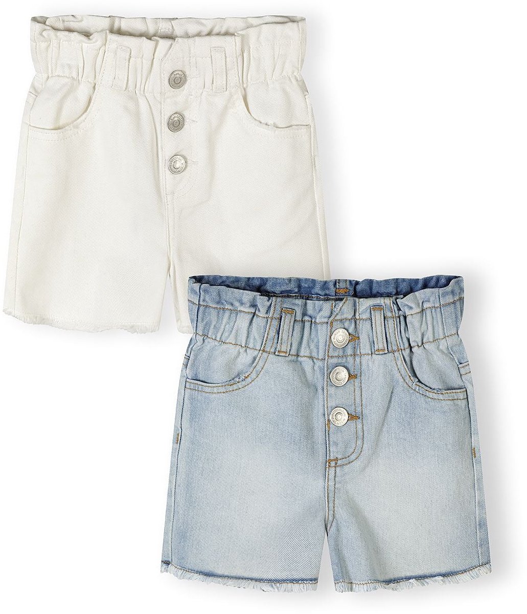 Minoti korte broek meisjes 2-pack denim - 100% katoen - blauw