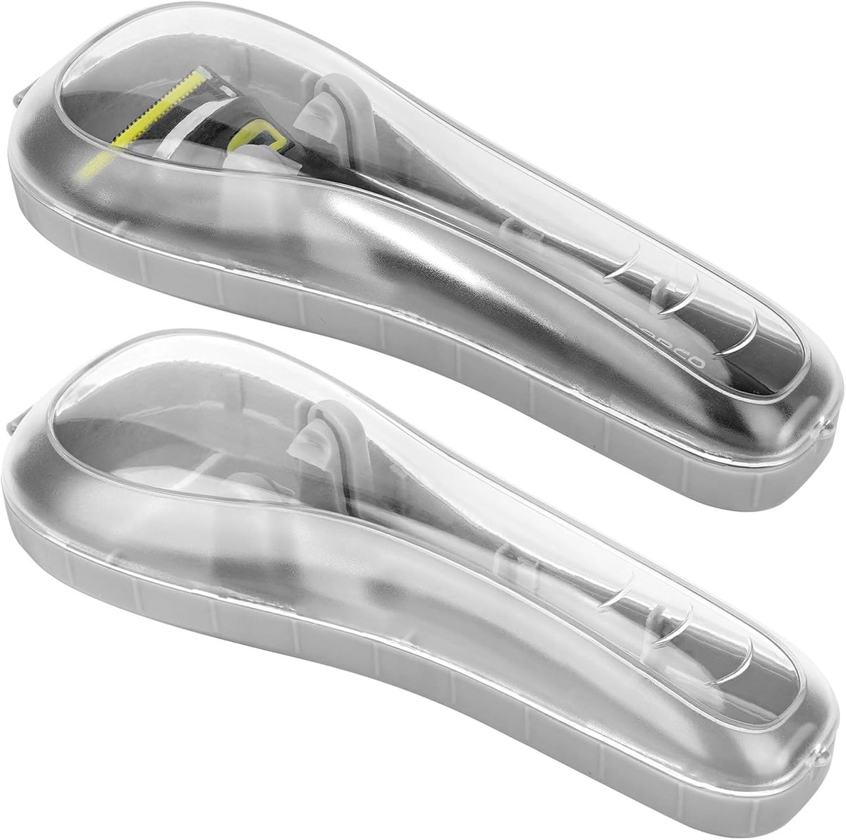 2 stuks scheermeshouder, draagbare reisscheermesbeschermer harde hoes, handmatige scheermesbeschermerdoos compatibel met Fusion 5 ProGlide, Sensor 3, SkinGuard, Pace 6 Pro (grijs)