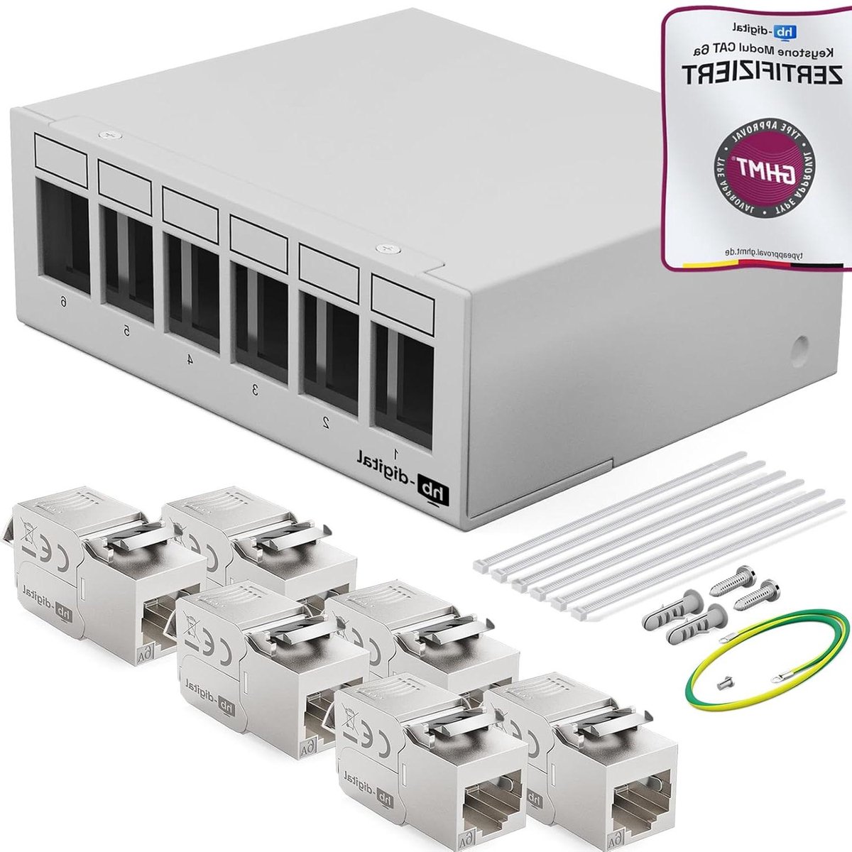 Patchpaneel 6 poorts - Verdelerveld Keystone - Netwerk Installatie - GHMT Gecertificeerd - 1 HE - Zilver