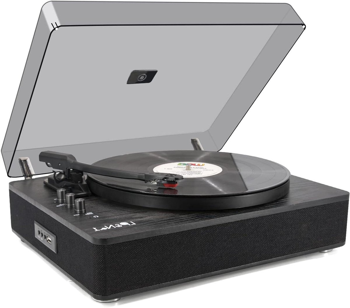 Platenspeler met Ingebouwde Luidsprekers - Draaiafel Vinylspeler - Muziek Luisteren - Riemgestuurd Vintage Design - 3 Snelheden - Zwart Hout