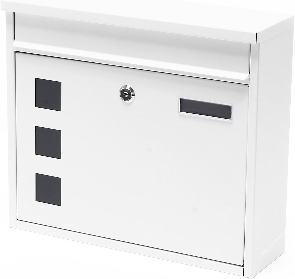 Wandbrievenbus - Postbus brievenkast - Post ontvangen - Met naamplaatje - 36 x 32 x 11.5 cm - Wit