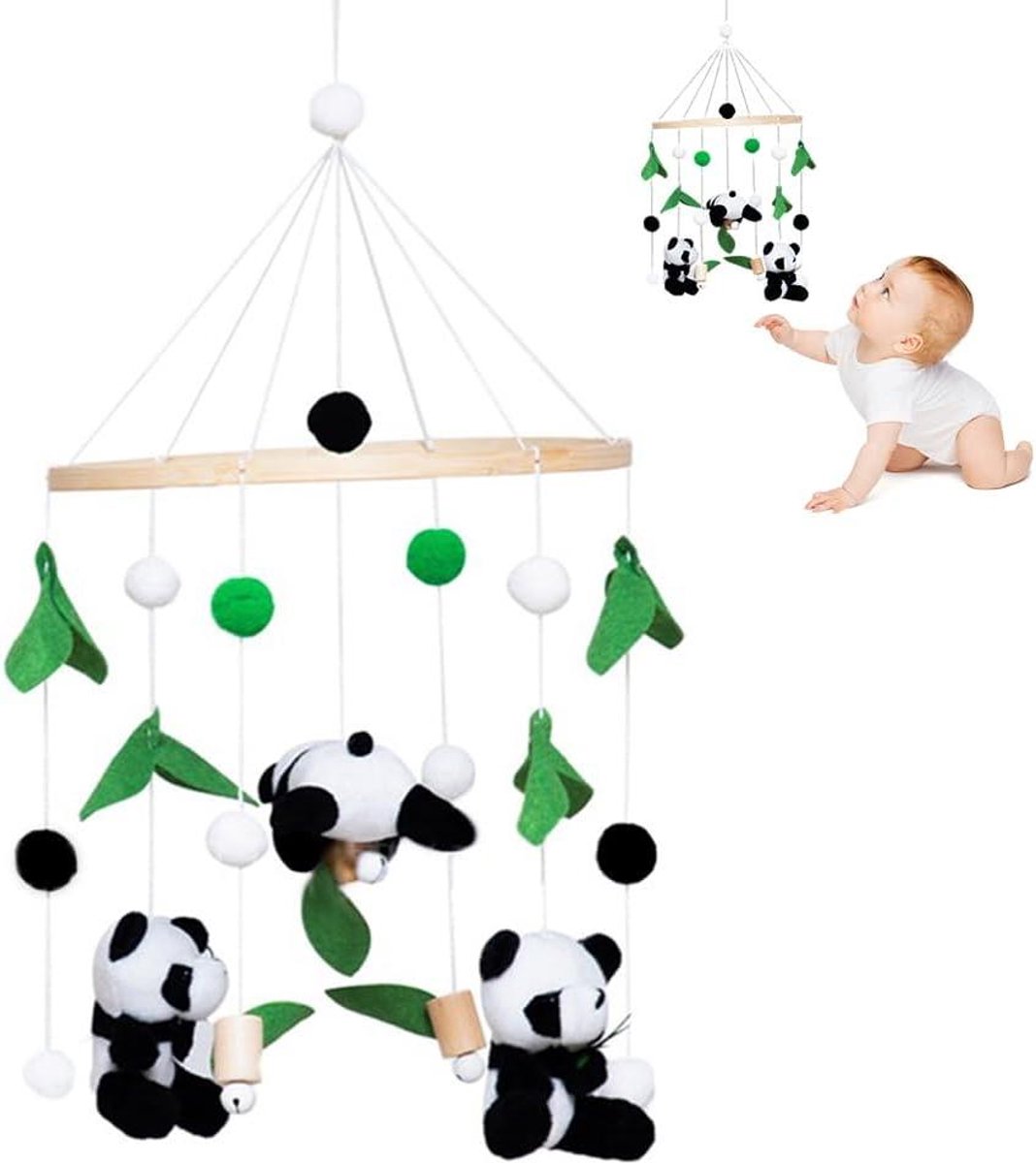 Babybed Mobiel - Bedhanger Muziekmobiel - Baby Kalmeren - Hout en Pluche Materiaal - N.v.t. - Multicolor