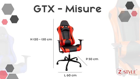Gamestoel - Race stoel bureaustoel - Langdurig zitten - Ergonomisch ontwerp - 60 x 50 x 130 cm - Blauw — afbeelding 2