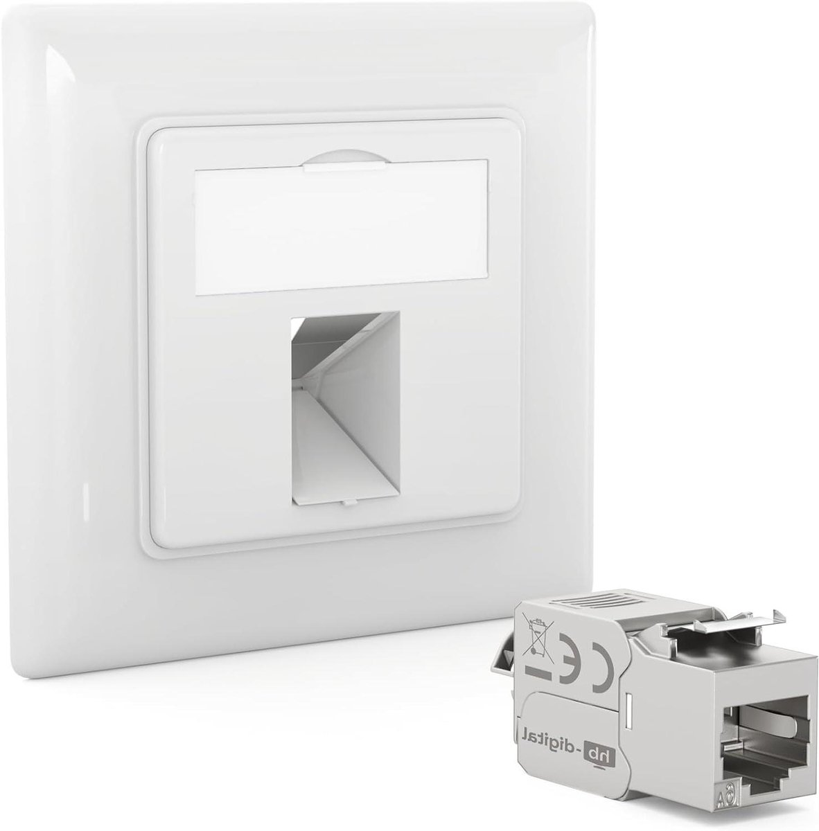 Netwerkdoos CAT 6a - Keystone module LAN - Internet aansluiten - Toolless montage - 80x80 mm - Signaalwit