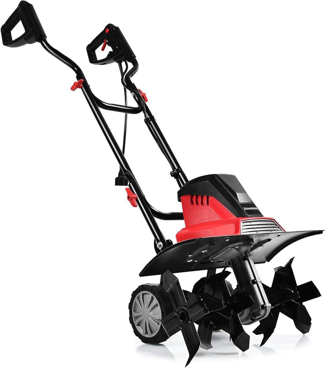 Elektrische Tuinfrees - Bodemfrees Grondhakker - Tuinbewerking Bodem Voorbereiden - 6 Harde Messen - 43 cm Werkbreedte - Rood Zwart