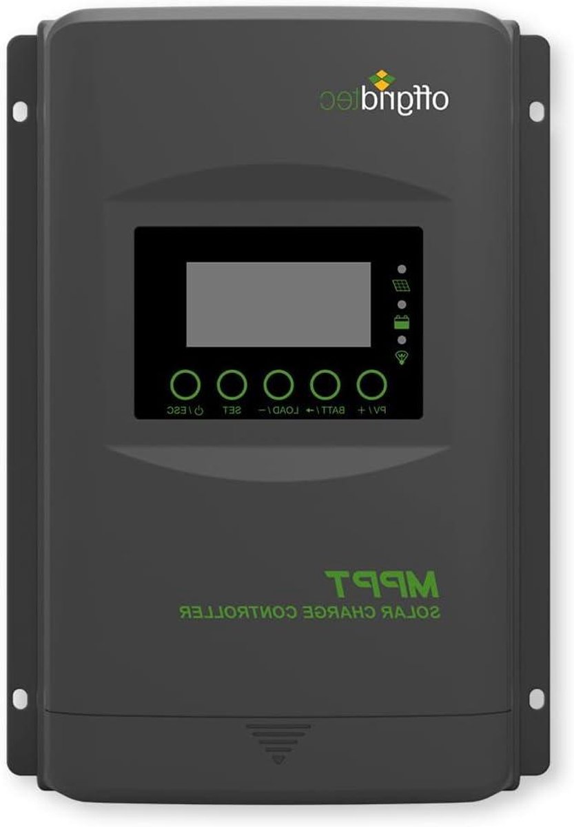 MPPT Laadregelaar - Zonnecontroller Energiebeheer - Zonne-energie Systeem - Geavanceerde MPPT Technologie - 20A - Grijs