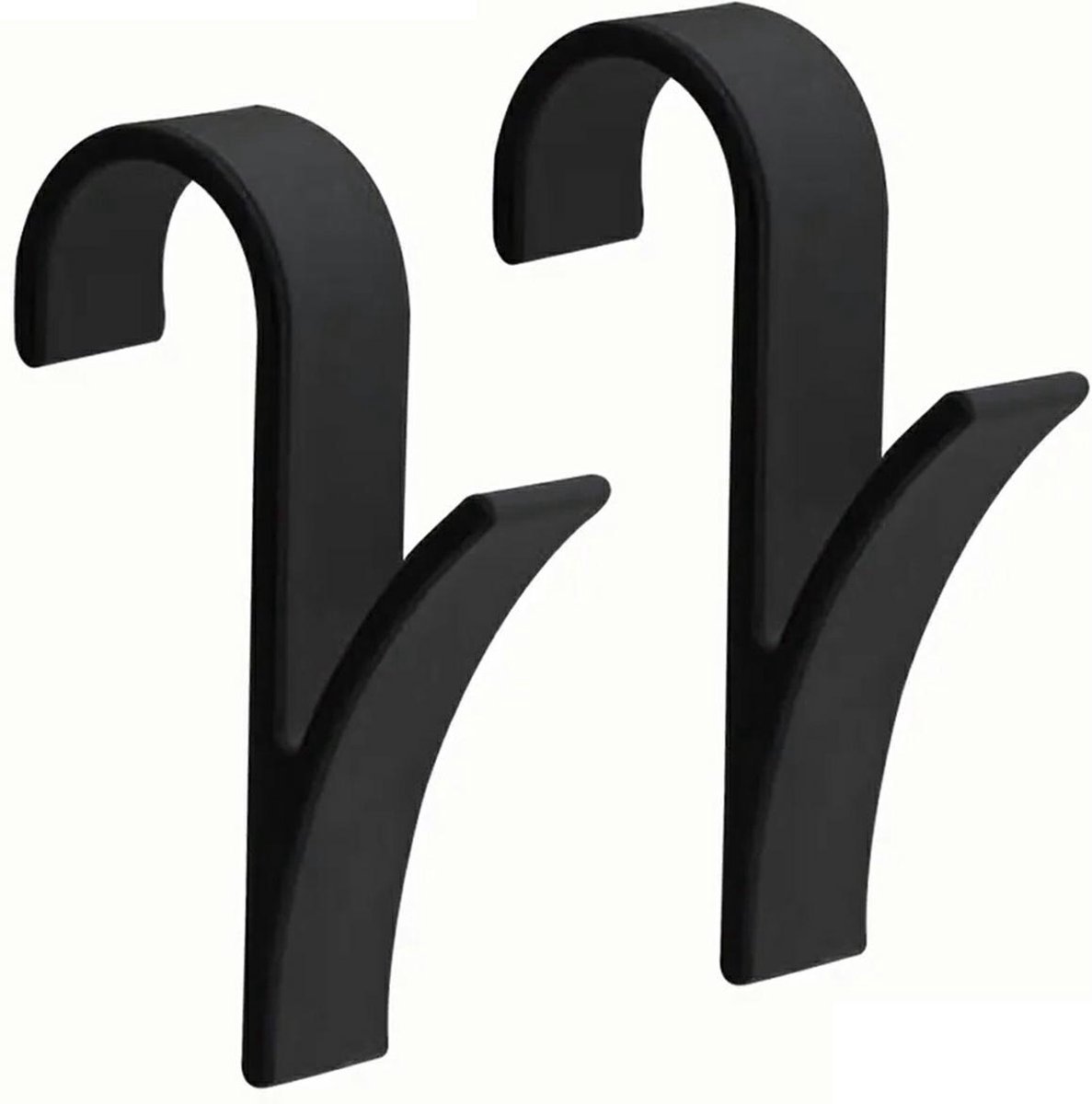 4x Handdoekhaak - Deurhaken - Radiatorhaken - Haakjes - Haken - Ophanghaken - Towel hooks - 10 cm - Kunststof - Zwart - Jonyx