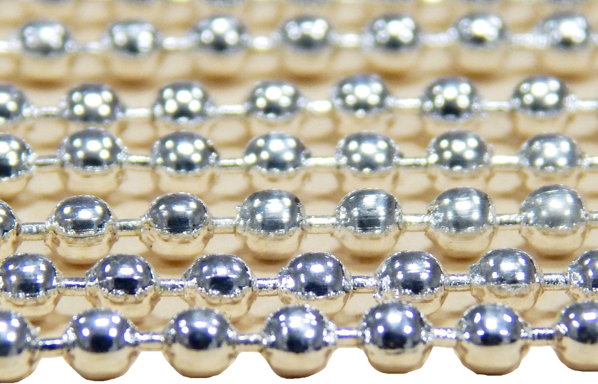 K30 Kogelketting, schakelketting, metalen ketting, rond, 2,5 mm, zilver, 5 meter, voor het maken van sieraden van halskettingen, armbanden, doe-het-zelf knutselen