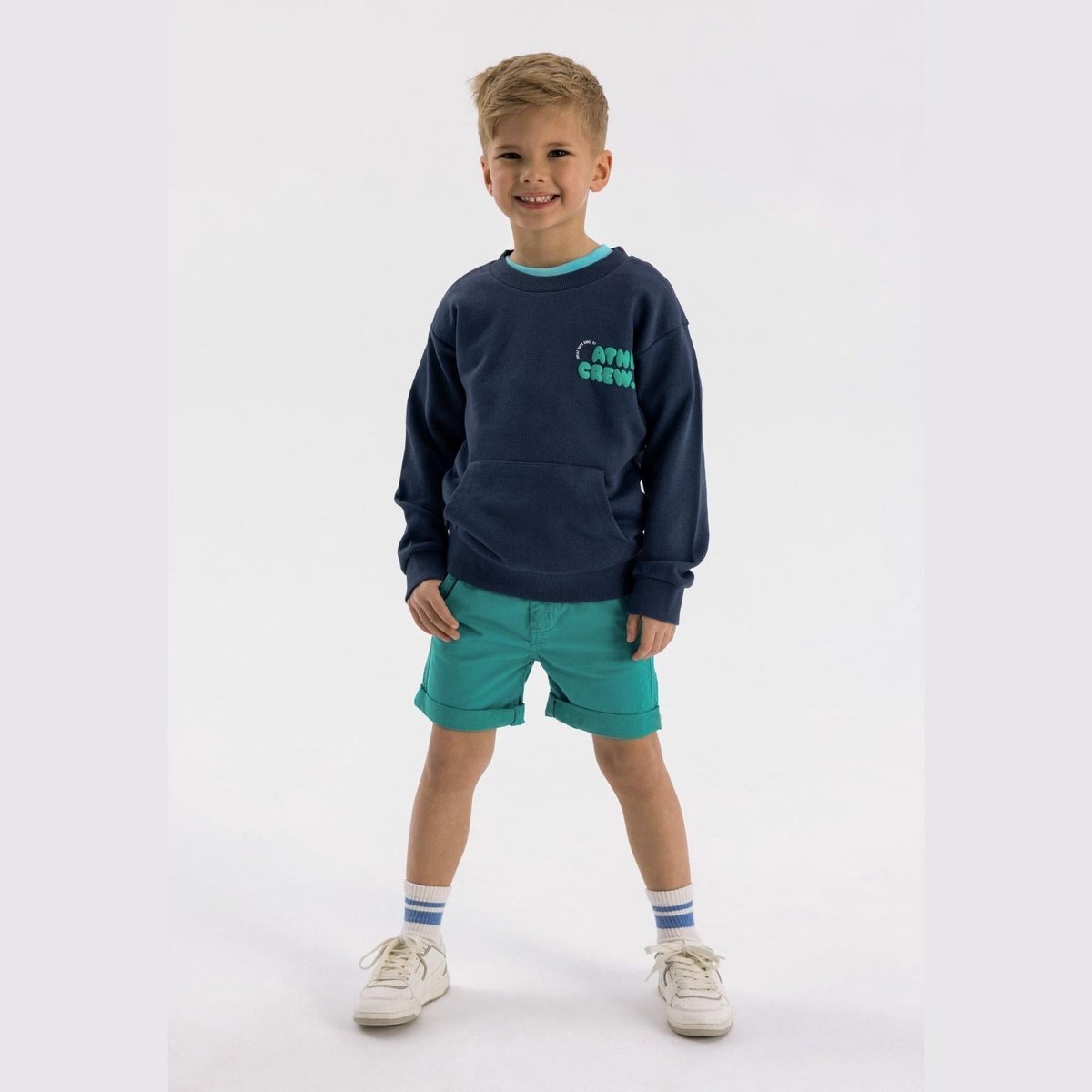 Minoti sweater jongens met kangoeroezak - katoen - donkerblauw