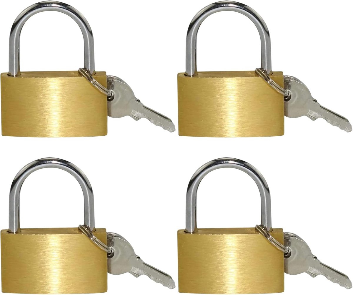Hangsloten, 30 mm sloten met sleutels, messing hangsloten, kleine hangsloten met sleutels voor koffers, kasten, kluisjes, gereedschapskisten, magazijnen, garages en tuinen