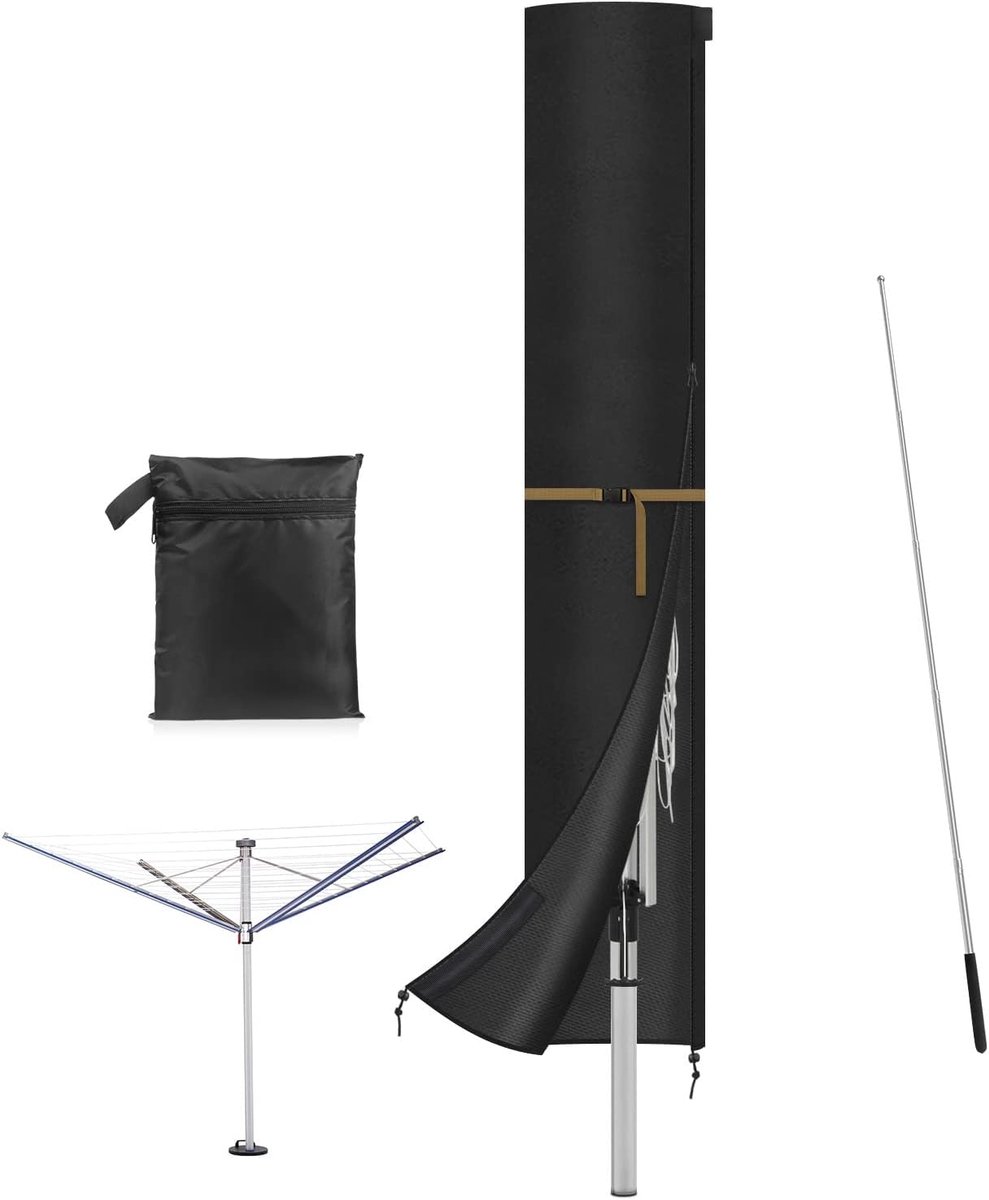 Beschermhoes voor droogmolen en droogmolens met stang en ritssluiting, waterdicht, 185 x 32 cm
