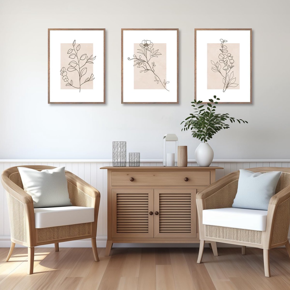 Beige Botanische Wanddecoratie Poster Abstract Minimalistische Bloem Muur Poster voor Slaapkamer Woonkamer Decor 12x16 in Niet Ingelijst Set van 3 — cadeau in Wonen & Interieur - foto 7