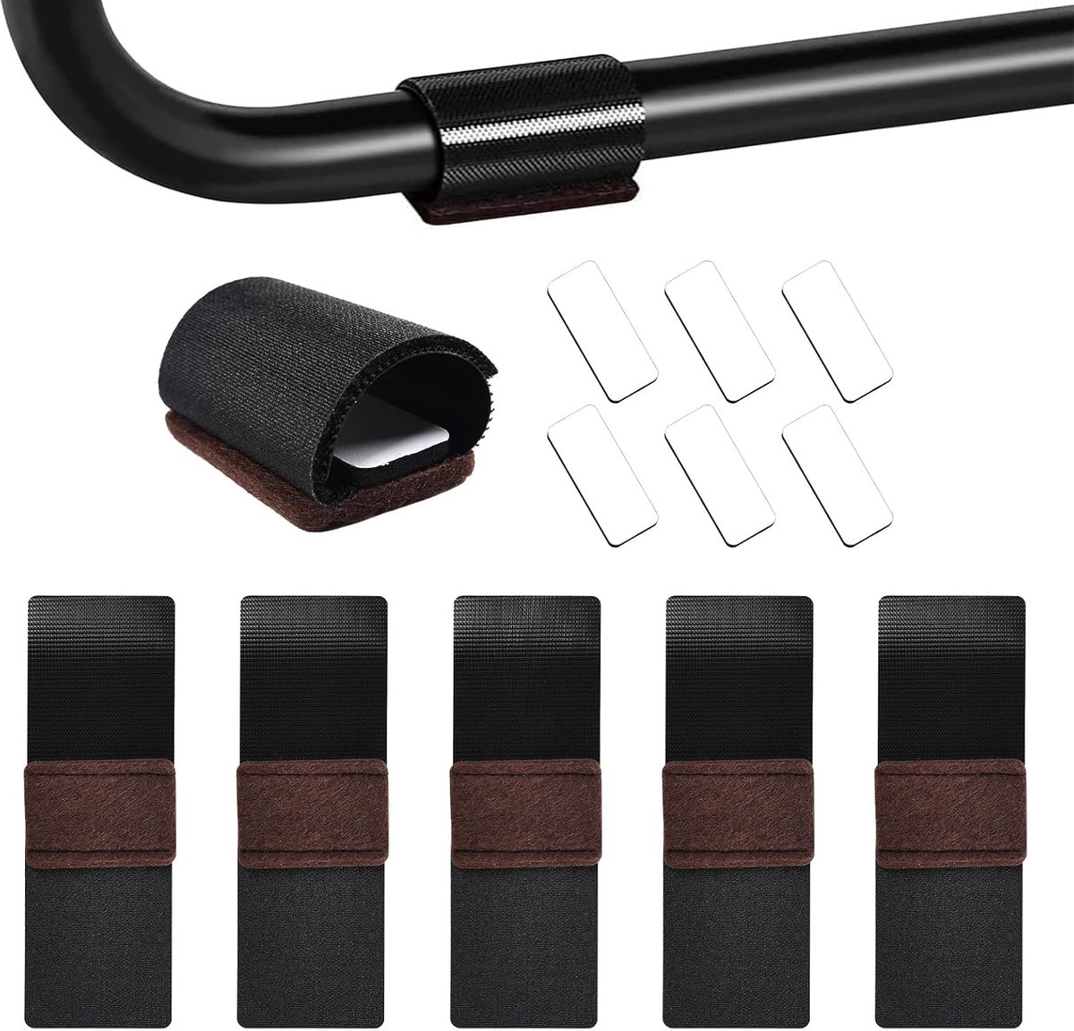 24 stuks viltdoppen voor stoelen, zelfklevend, meubelviltstoppers met klittenbandsluiting, parketbeschermer, antislip en geluidsreducerend (50 x 145 mm) voor sledestoelen/schommelstoelen