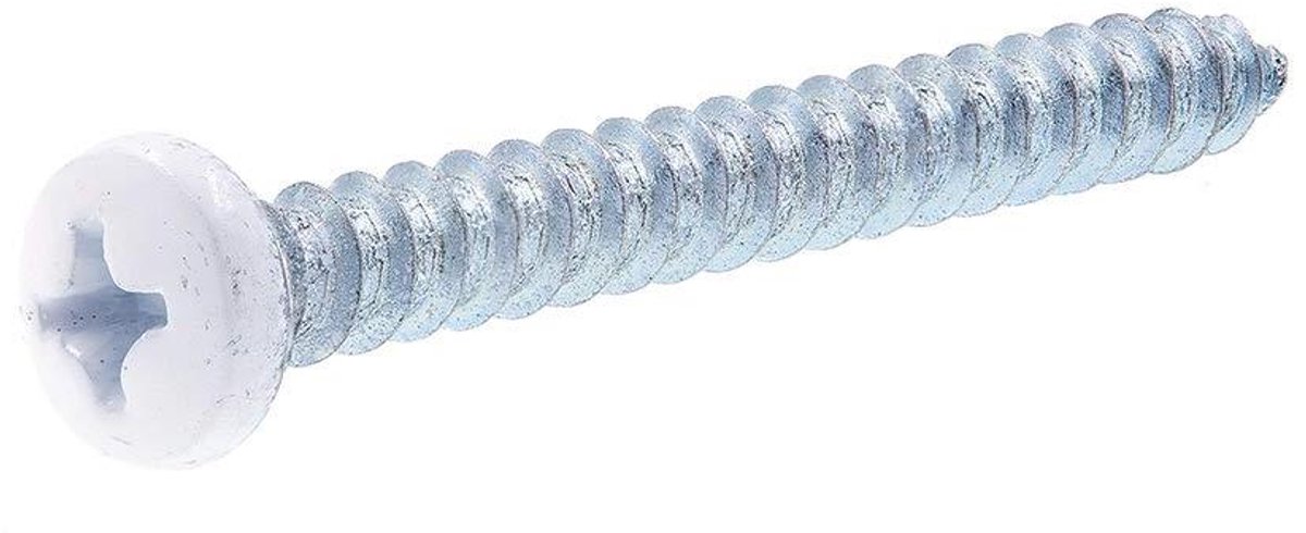 Metaalschroeven - Zelfsnijdende schroeven - Metaal Bevestigen - Gegalvaniseerd Staal - 8 x 1-1/2 inch - Wit