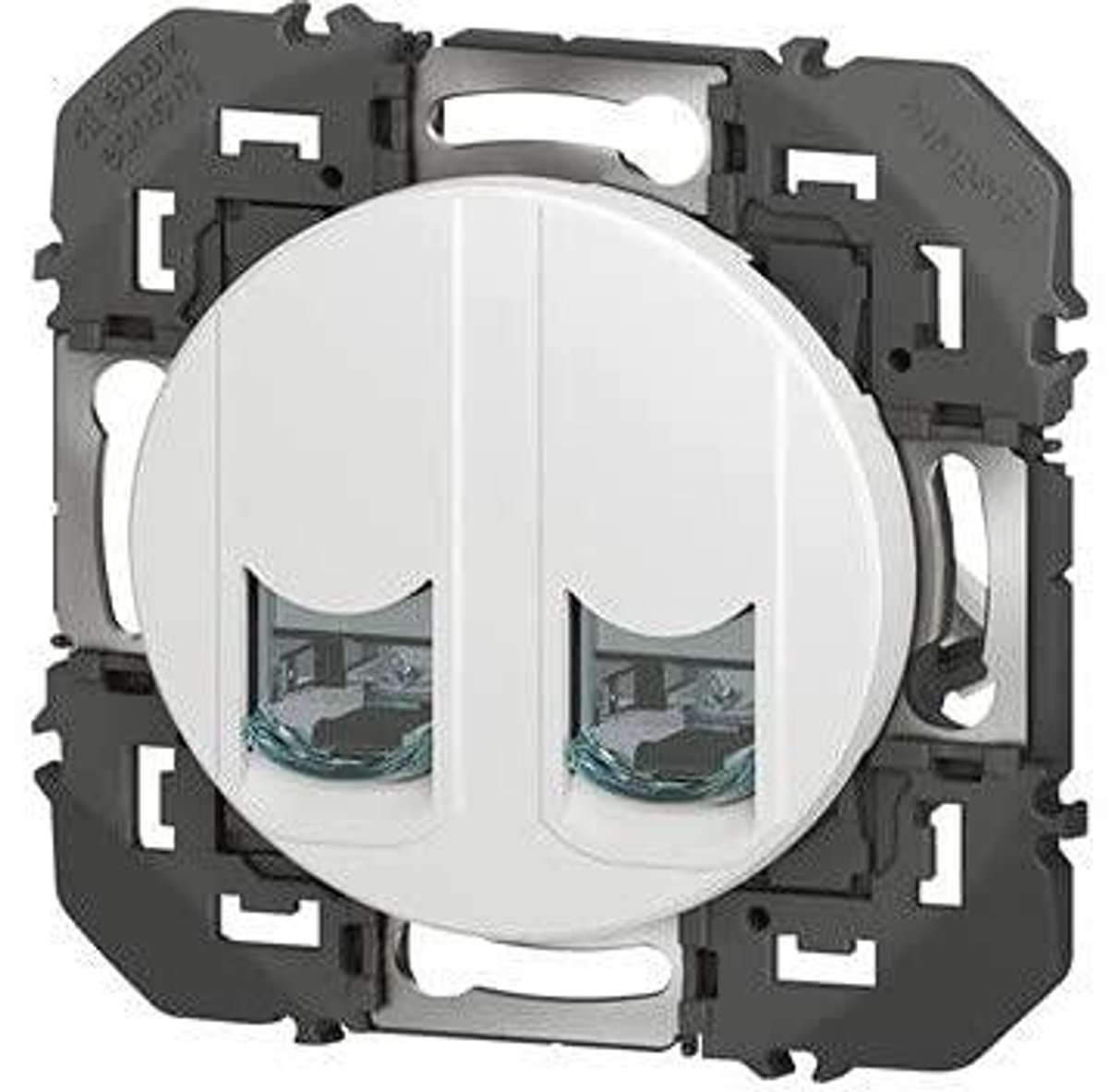 Dubbel RJ45 Stopcontact - Netwerk Stopcontact - Internet Aansluiten - Afgeschermd STP - Categorie 6 - Wit
