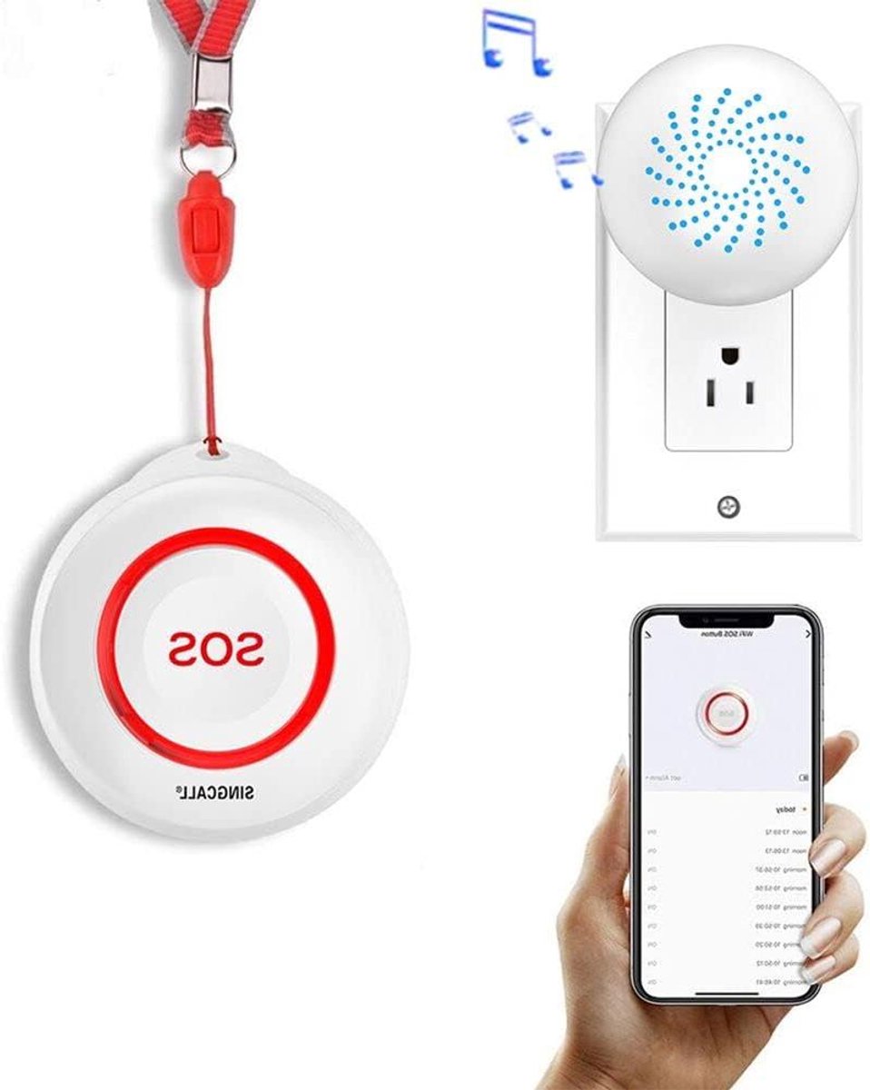 Draadloos Oproepsysteem - Noodknop Pager - Thuiszorg Alarm - Tuya Wifi Connectie - 1 Ontvanger 1 Knop - Wit