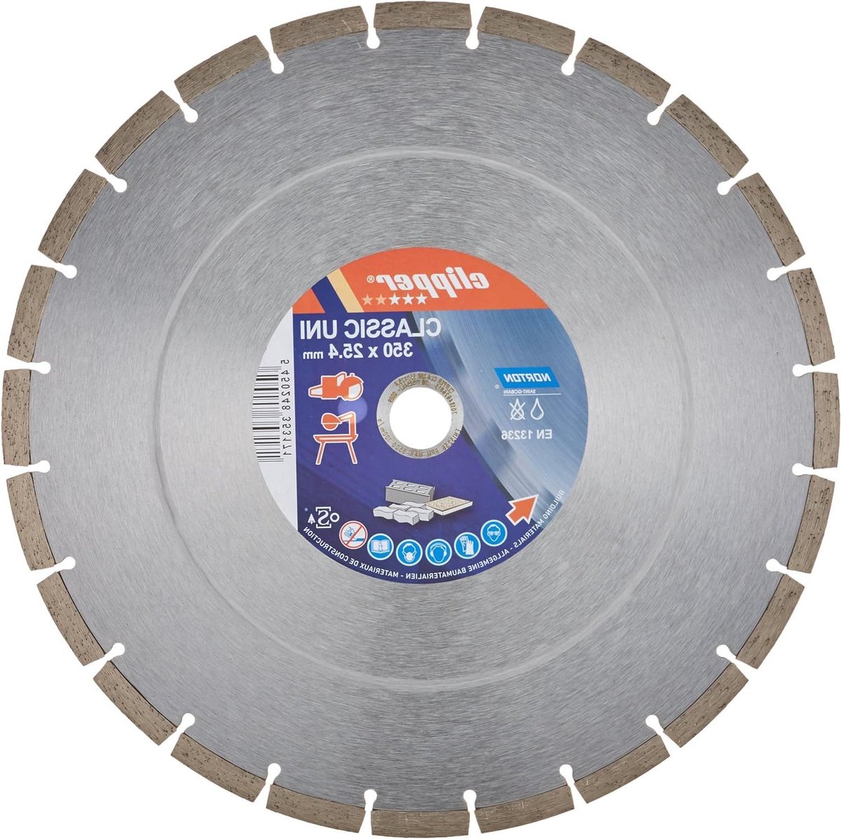 Diamant doorslijpschijf - Diamantschijf slijper - Universeel zagen - Strak getand gesinterd - 350 x 254 mm - Zilver