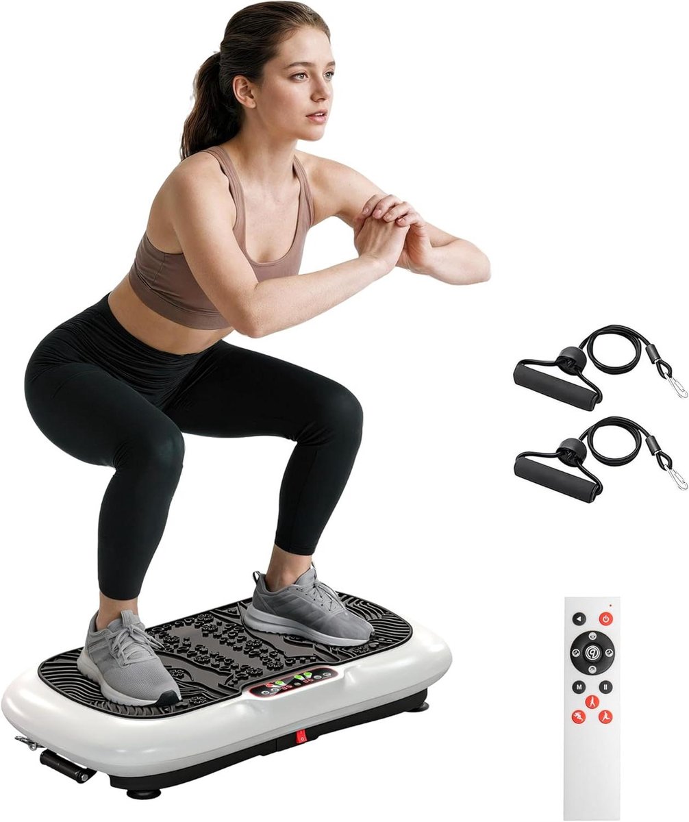 Trilplaat met Fitnessbanden - Vibratietrainer Body Shaper - Thuis Fitness - 99 Trillingsniveaus - 73 x 40 x 13 cm