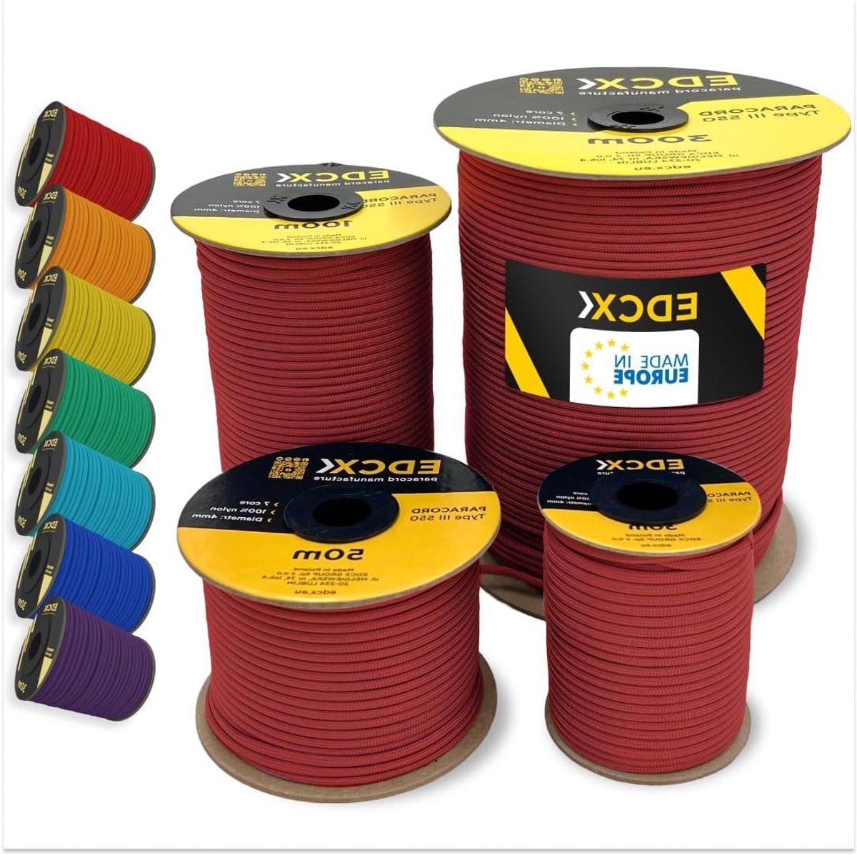 Sterk 4mm Nylon Paracord Touw 550 Type III - 300 Meter voor Buitenactiviteiten en Knopen