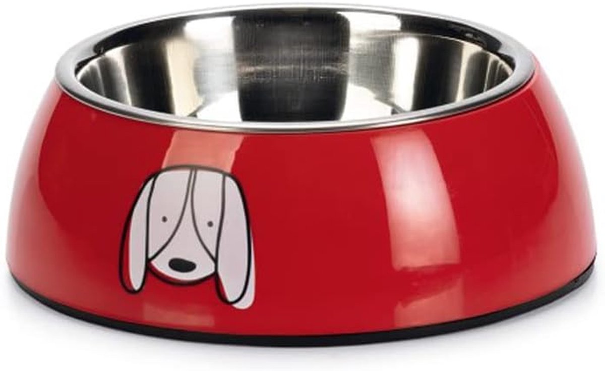 Hondenbak - Voerbak Hond - Hond Voeren - Uitneembare RVS Kom - 18 cm - Rood