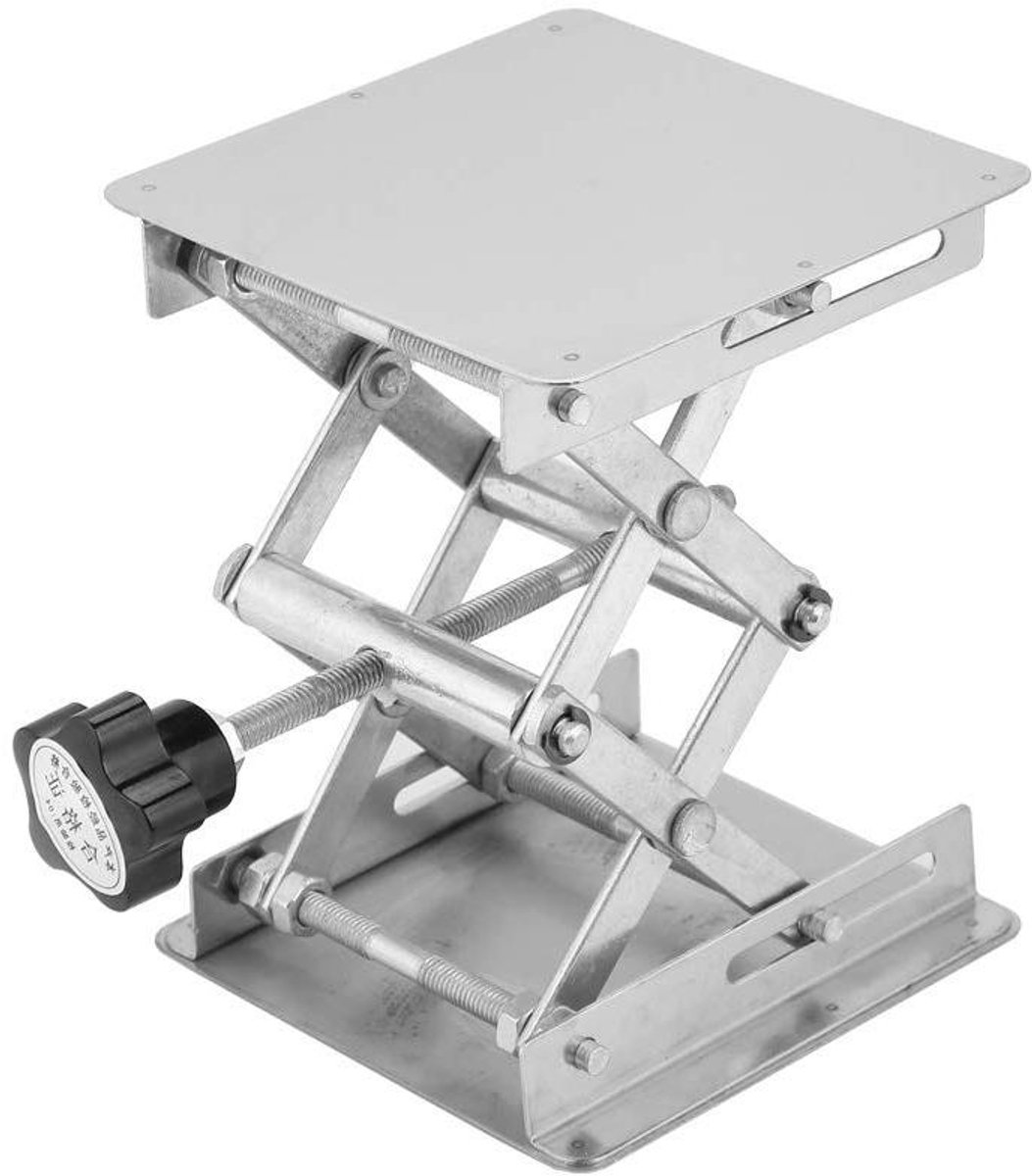 Laboratoriumlift - Hefplatform RVS - Experimenten Uitvoeren - Verstelbare Hoogte - 100 x 100 mm - Zilver