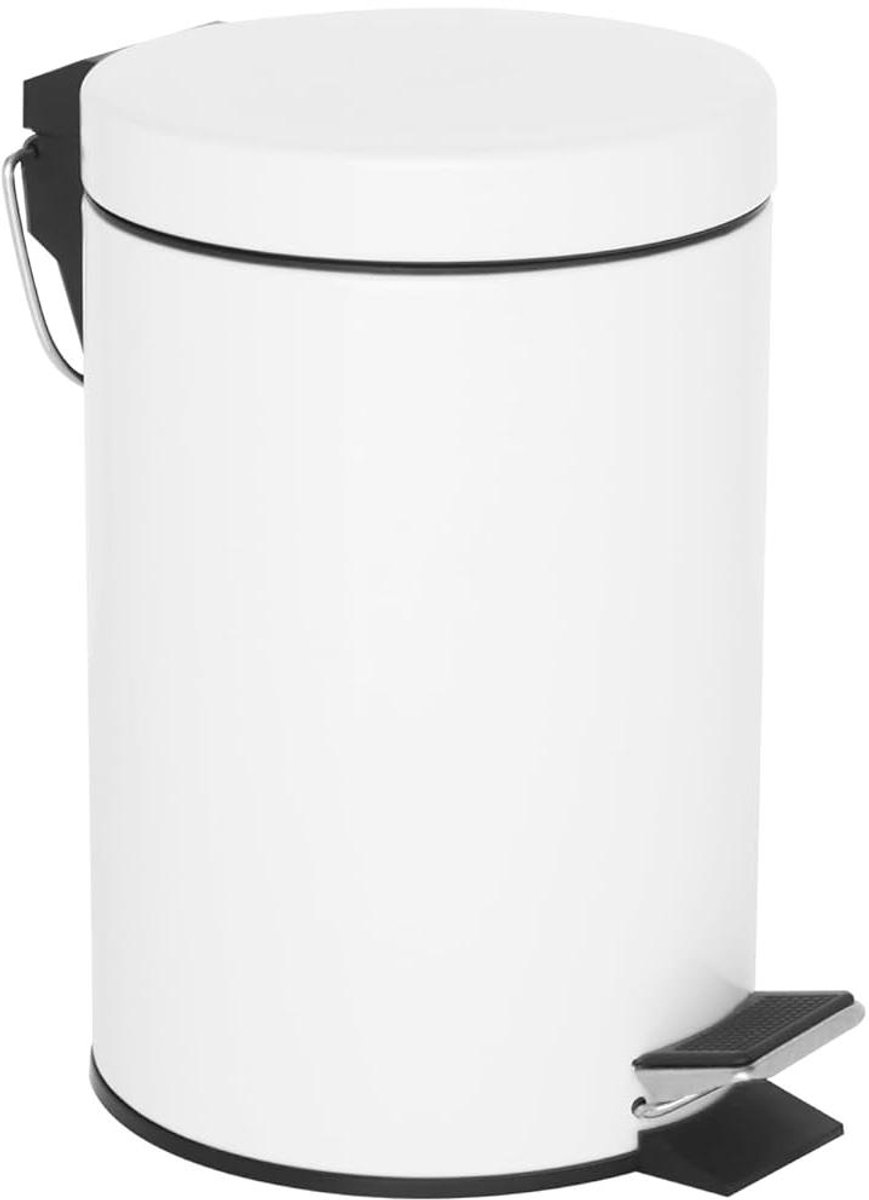 Pedal Bin - Afvalbak - Kantoor Organisatie - Lichtgewicht - 3 Liter - Wit