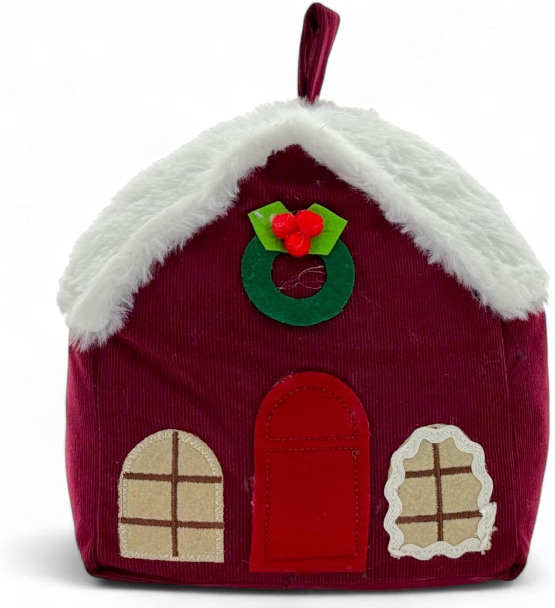 Deurstopper - Deurbuffer zak - Voorkom dichtslaan - Zwaar gevuld 1kg - Peperkoekhuis design - Rood