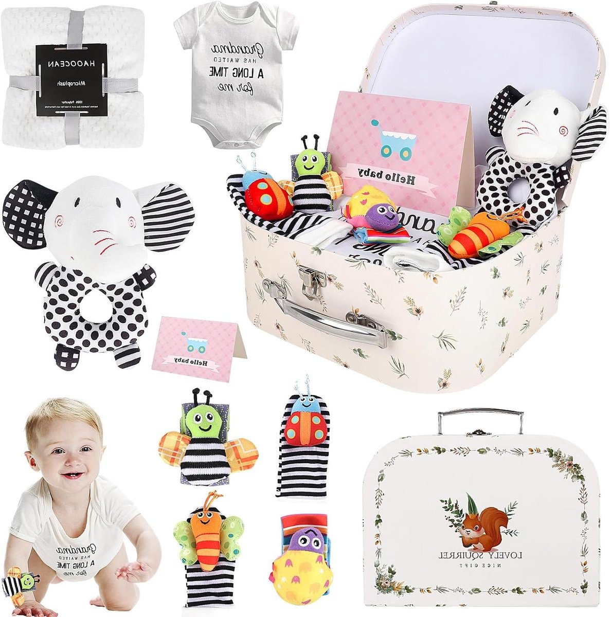 Baby Geschenkset - Kraamcadeau - Baby Verwennen - 9 Delig - 750 g - Wit