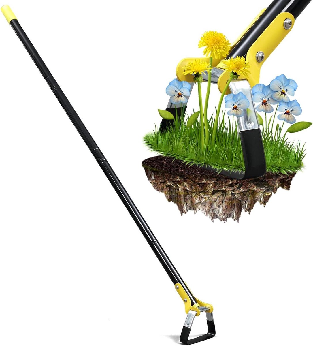 Stijgbeugelschoffel - Onkruidwieder - Onkruid verwijderen - Verstelbare steel - 137 cm - Zilver