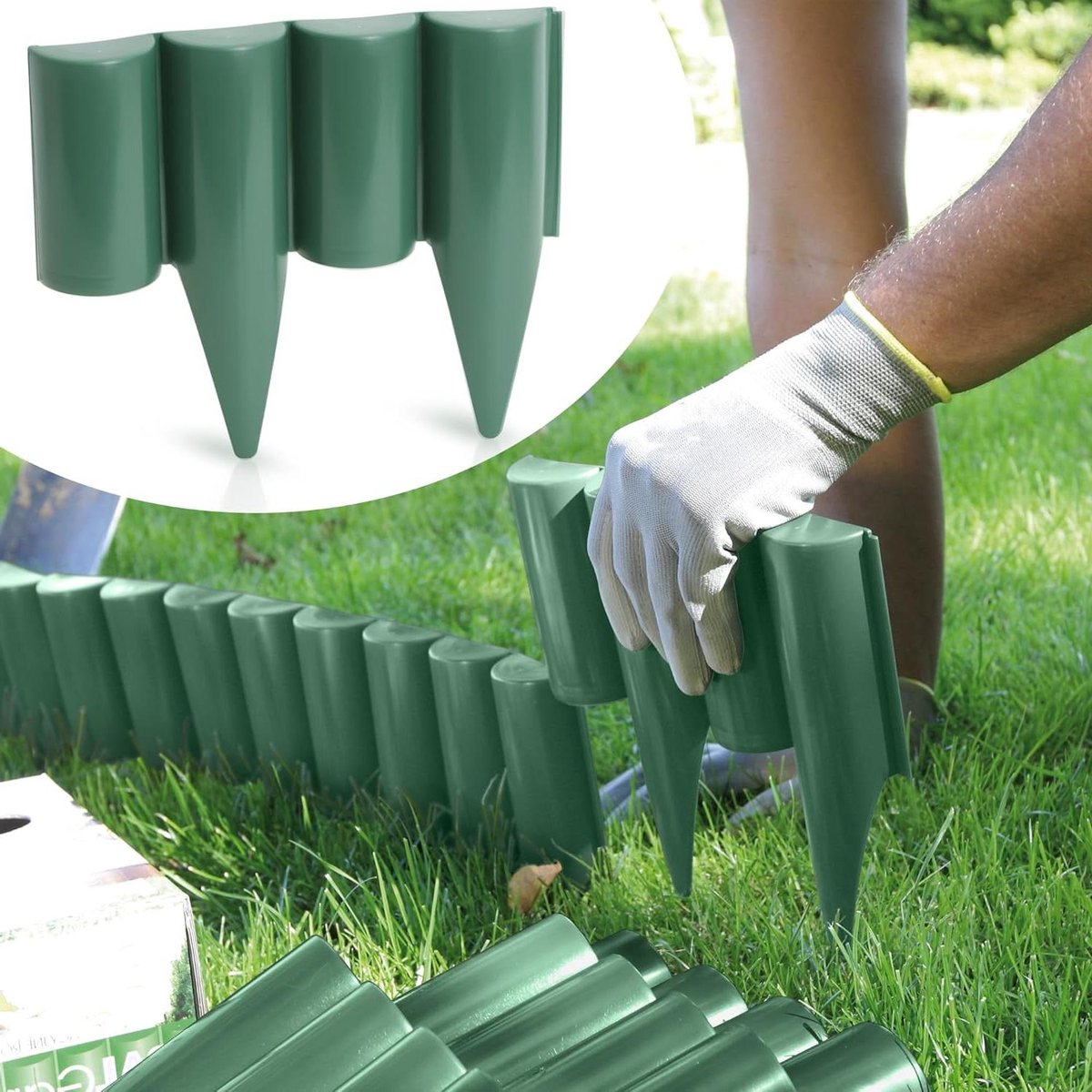 Gazonrand Kunststof - Tuinpalissade Houtlook - Tuinranden Maken - Flexibel Vormbaar - 5 Meter - Groen