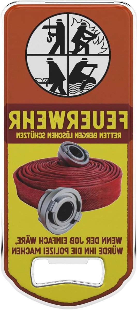 Flesopener Magneet - Brandweer Gadget - Drankjes Openen - Magnetische Achterkant - 17.7 cm Pakket - Rood