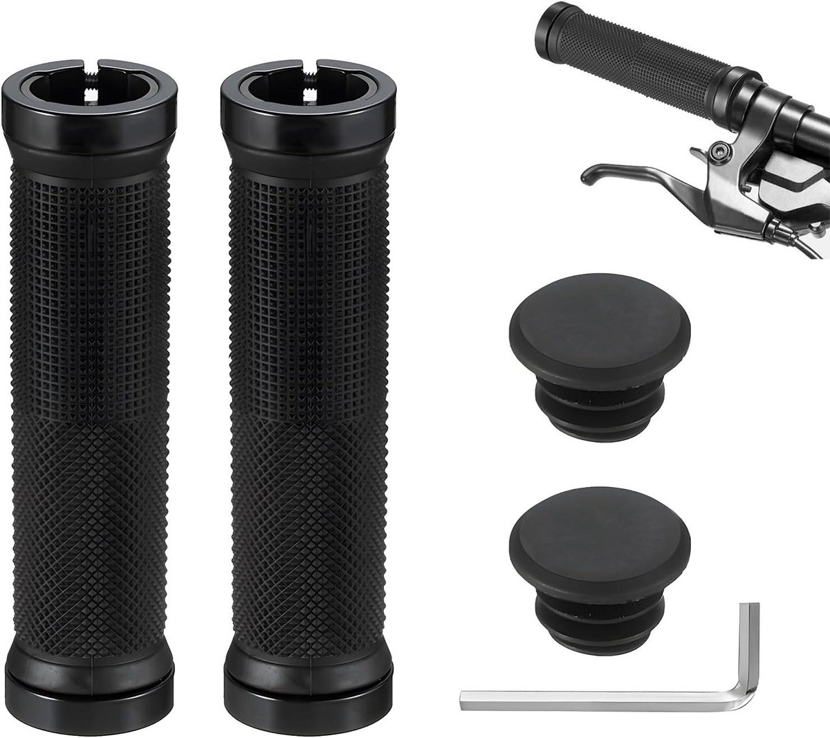 Fietsstuurgrepen - Antislip handvatten - Comfortabel Fietsen - Dubbel vergrendelingssysteem - 132 mm lengte - Zwart