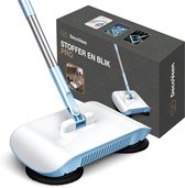 DecoVeen® Handduw Veegmachine – Lichtgewicht Veegset met Geïntegreerde Bezem en Stofopvang – Handmatige Vloerveger voor Huishoudelijk Gebruik – Compacte Sweeper voor Harde Vloeren – Blauw