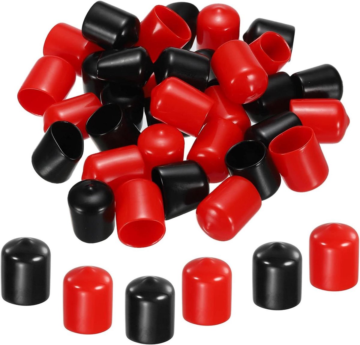 Rubberen Eindkappen - Beschermdoppen Vinyl - Beschermen Schroeven - Flexibel Materiaal - 16 mm Binnendiameter - Zwart Rood