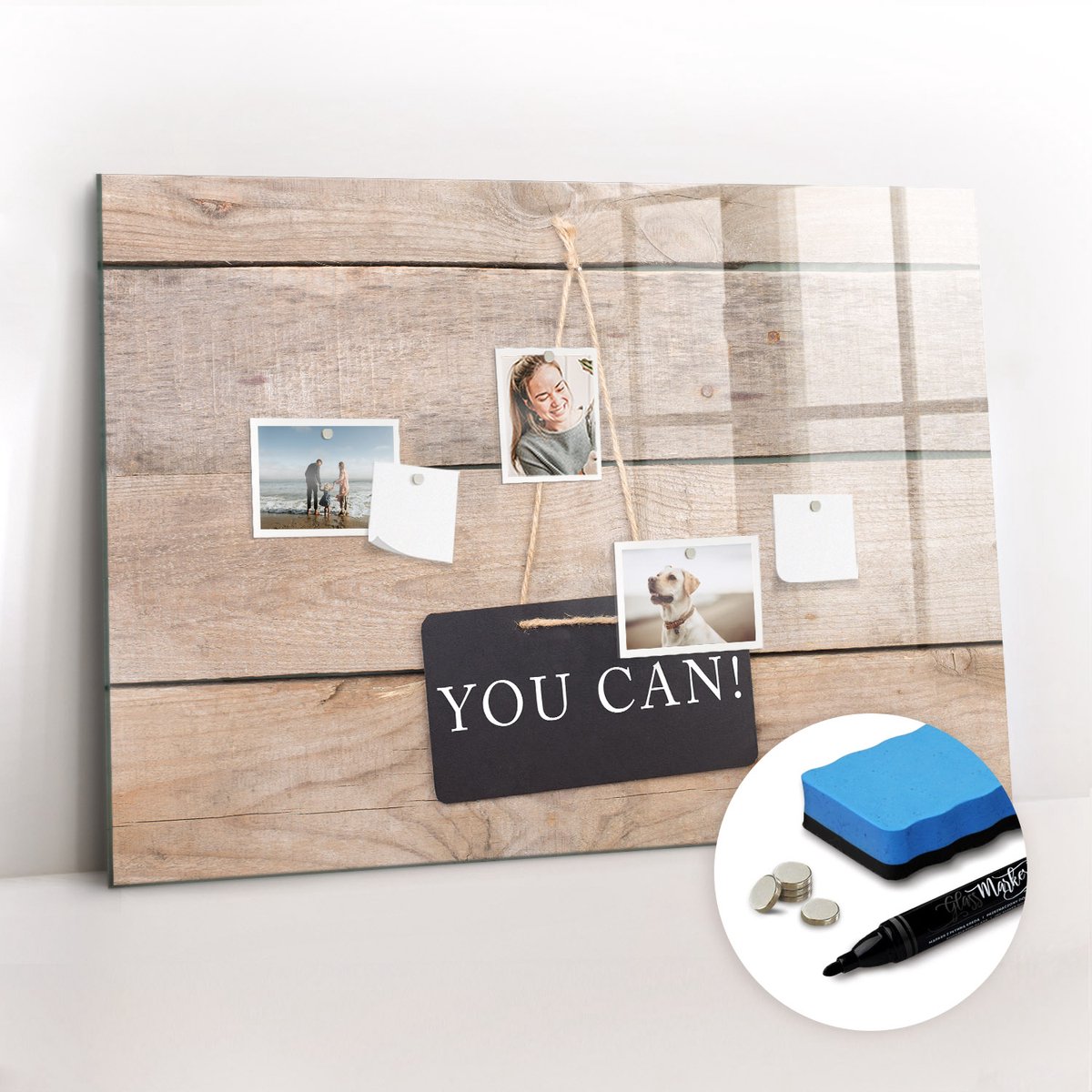 Tulup Whitebord - Je kunt schrijven! - 100 x 70 cm - Bruin Memo Magneetbord - Gratis 5 Sterke Magneten + Whiteboard Marker & Wisser - Minimalistisch Prikbord - Magnetisch Bord - Notitiebord Werkplek