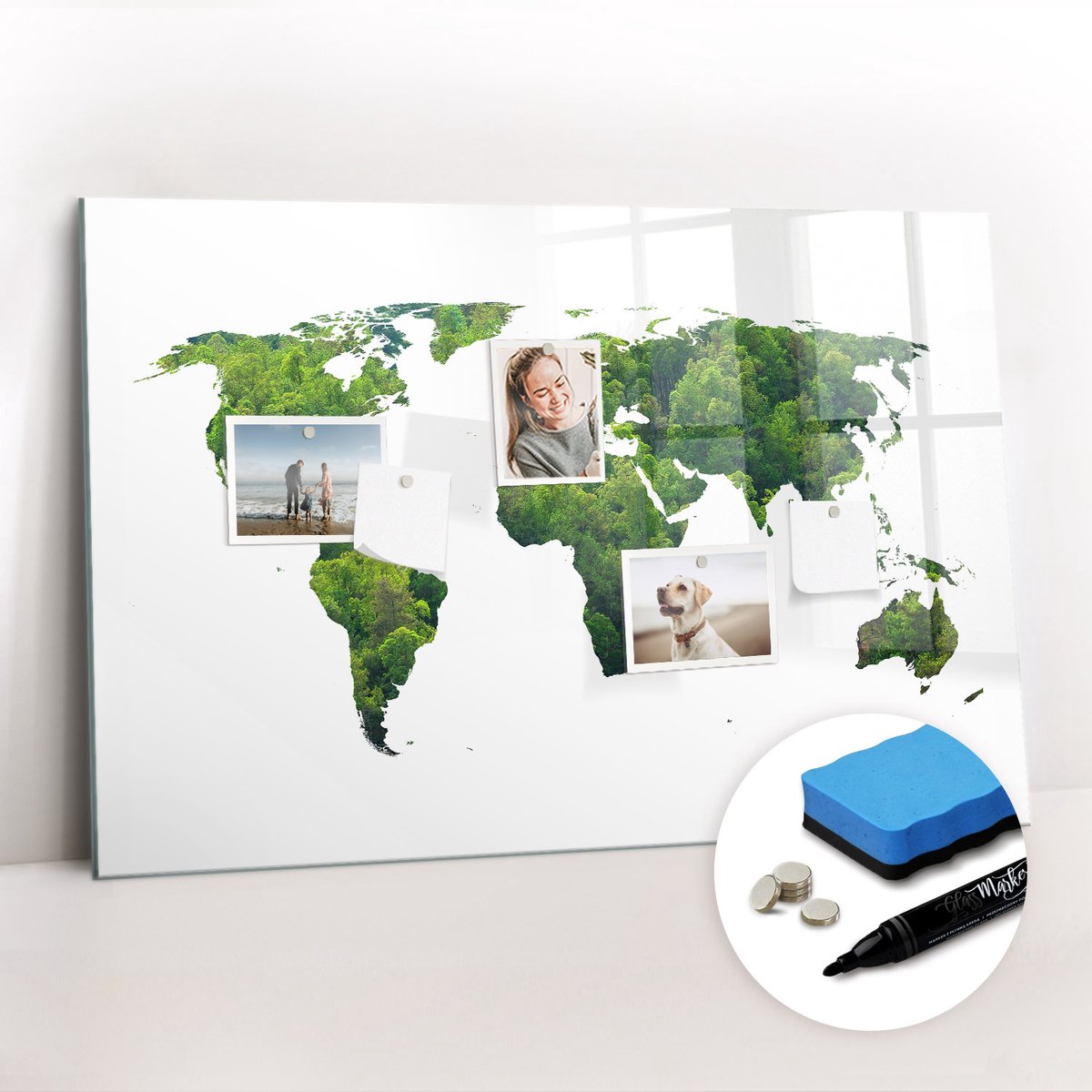 Tulup Whitebord - Wereldkaart van de ecologie - 90 x 60 cm - Groente Memo Bord - Gratis 5 Sterke Magneten + Whiteboard Marker & Wisser - Minimalistisch Prikbord - Memobord Magnetisch - Planning Muur