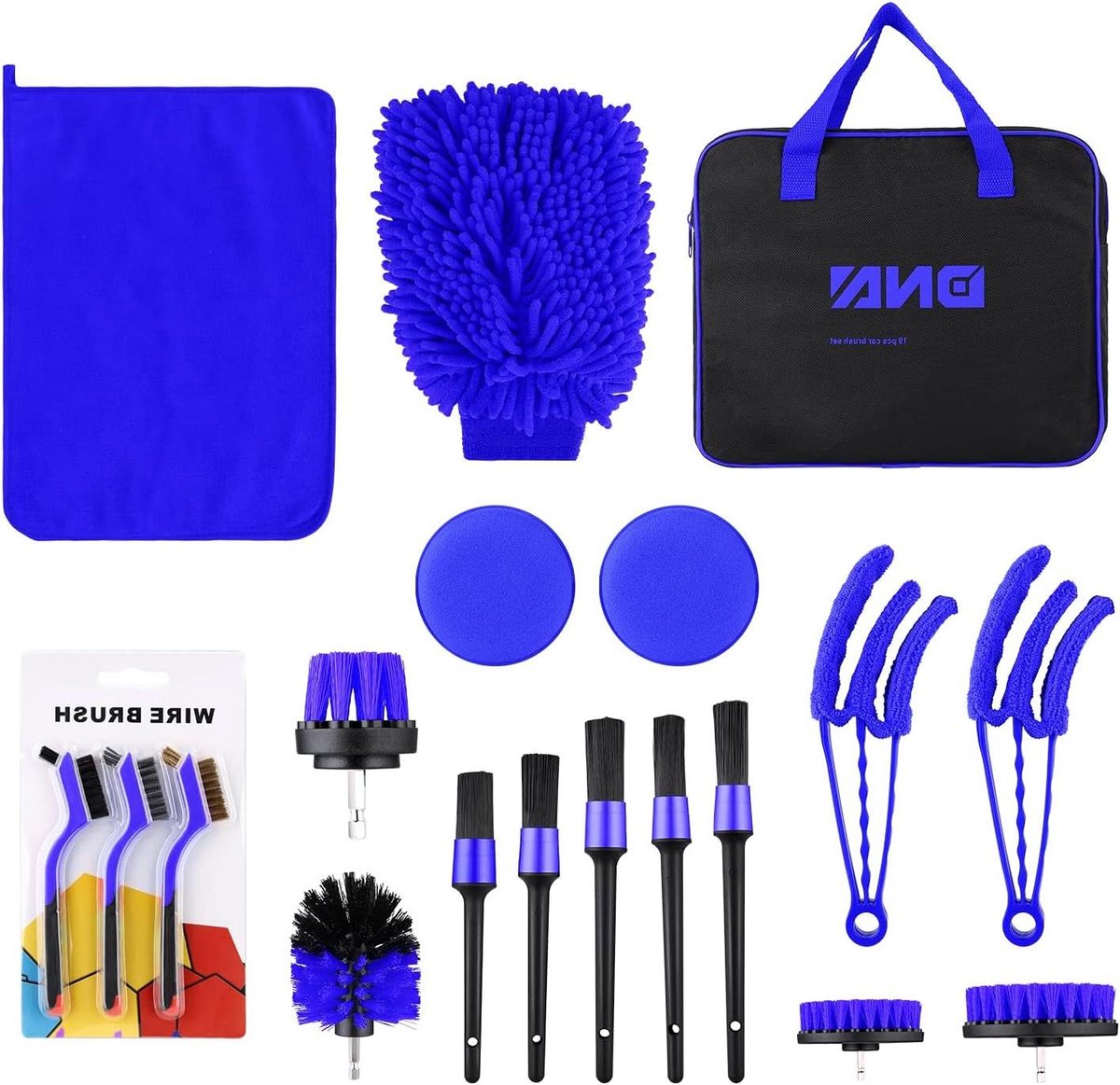 Auto Reinigingsset - Detailing Gereedschap - Auto Poetsen - 19 Delige Kit - 1.11 Kilogram - Niet gespecificeerd
