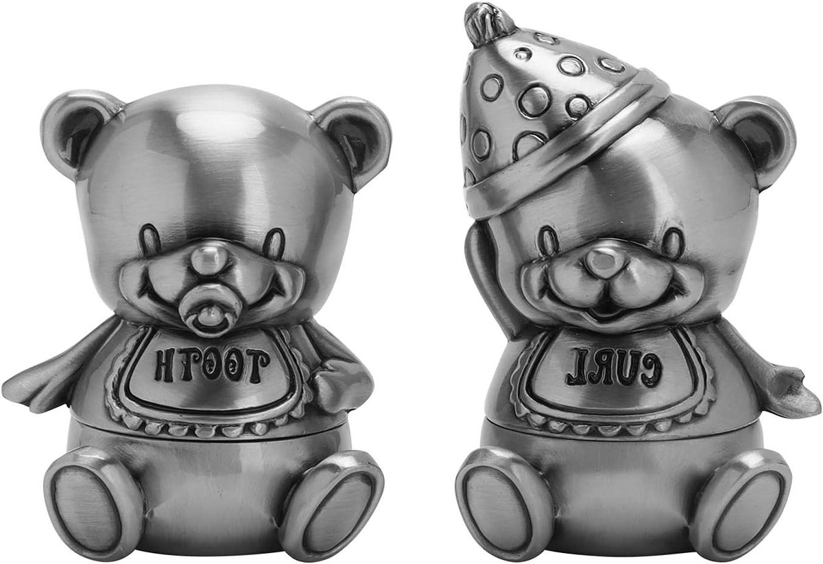 Tanden Bewaardoos - Melktand Doosje - Baby Aandenkens - Zinklegering Materiaal - 6.5 x 4.2 x 4 cm - Oud Tin