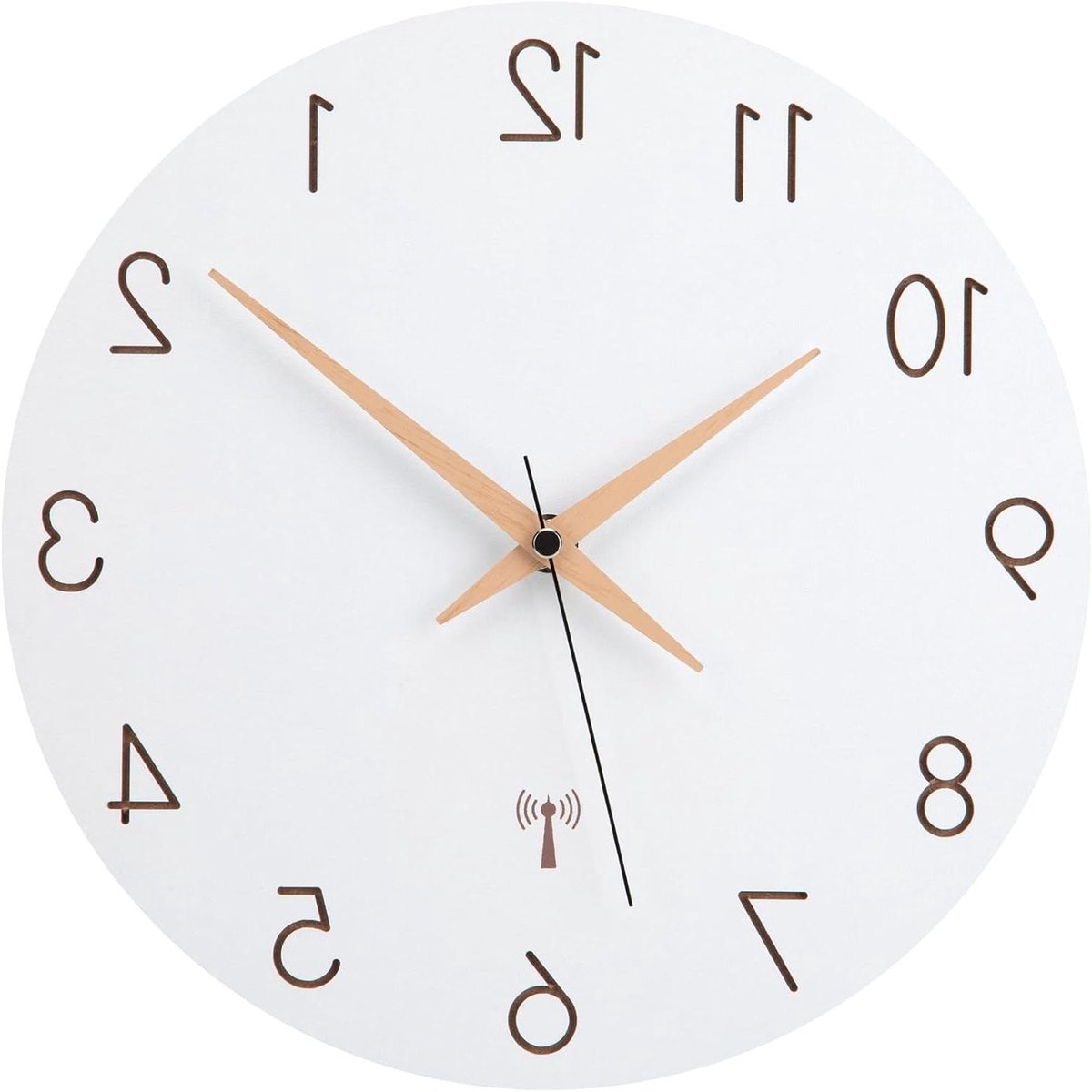Wandklok Radio Gestuurd - Stille Klok - Tijd Weergeven - Automatische Tijdsinstelling - 30 cm - Houtkleurig