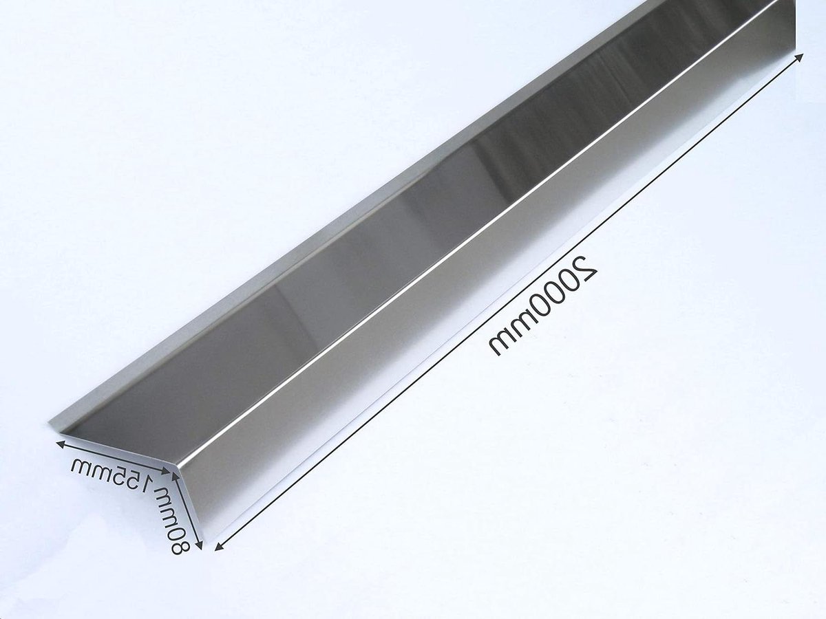 Dakrandplaat Aluminium - Gevelplaat Afsluitplaat - Dak Afwerking - Overschilderbaar Natuur Blank - 2000 x 80 x 155mm - Zilver