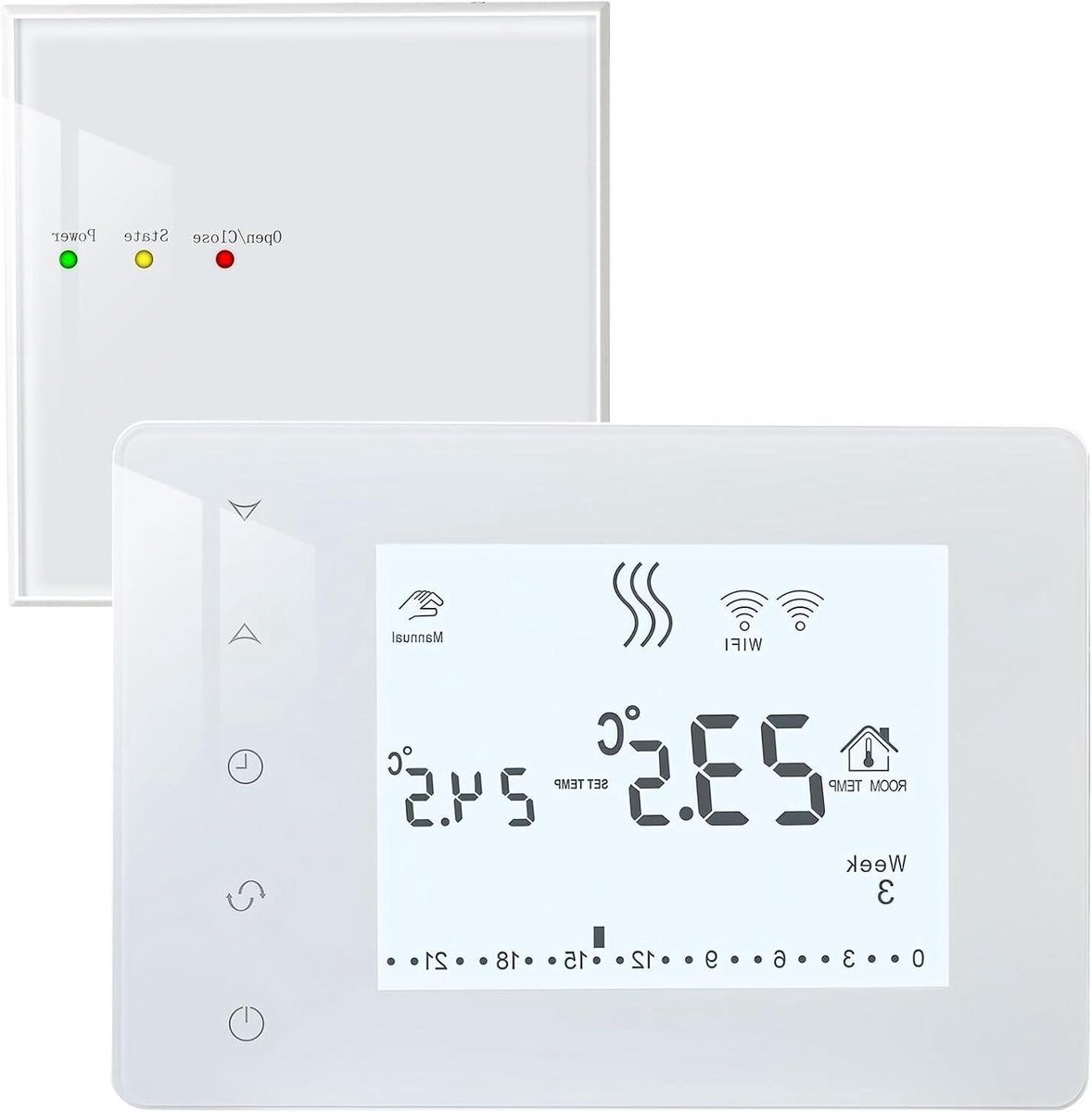 Draadloze Thermostaat - Programmeerbaar Bedieningspaneel - Temperatuur Regelen - Groot LCD Touchscreen - 91 x 129 mm - Wit