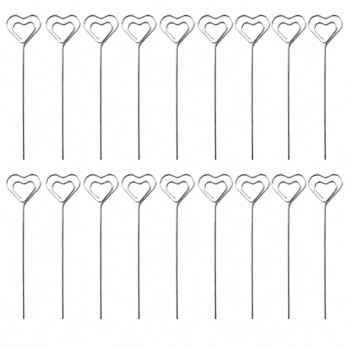 OUYLAF kaarthouder - 20 stuks - fotohouder - fotohouder clip -fotoclip - Hartvormige kaarthouder - metalen kaarthouder - Voor Feest, Verjaardag, Bruiloft, Taartdecoratie - Zilver -Hartvormig