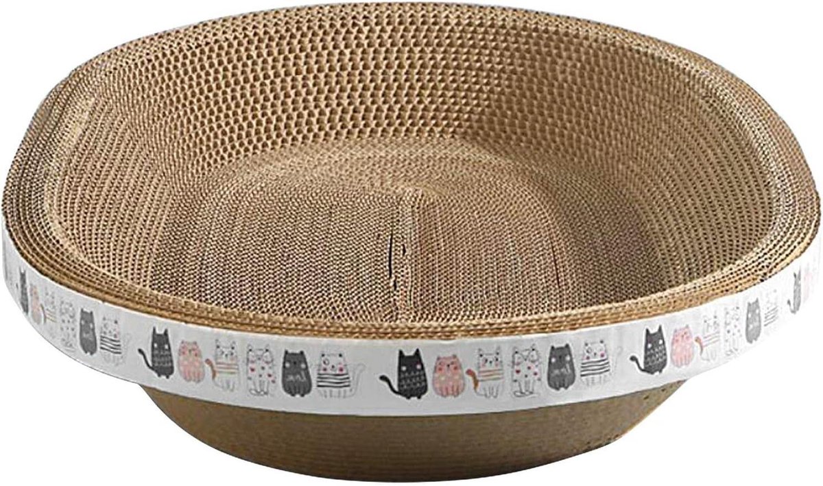 Krabplank voor katten - Kattenmand Krabkarton - Klauwen Slijpen - Ovale Comfort Vorm - 47 x 32 x 9 cm