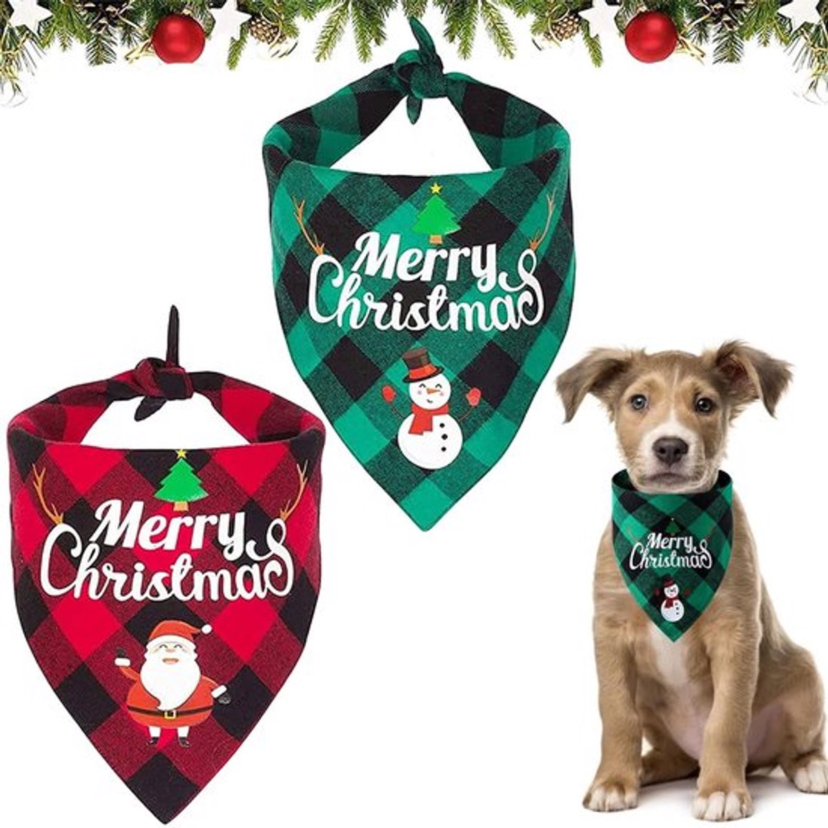 Dailygoody - Driehoekige kerstbandanas voor honden katten