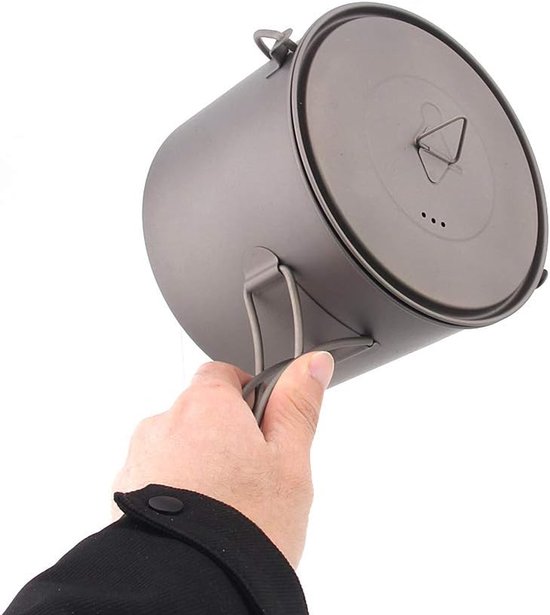 Titanium Pan - Ophangpan Kookgerei - Outdoor Koken - Inklapbaar Ophanghandvat - 1300 ml - Niet-gecoat — afbeelding 5
