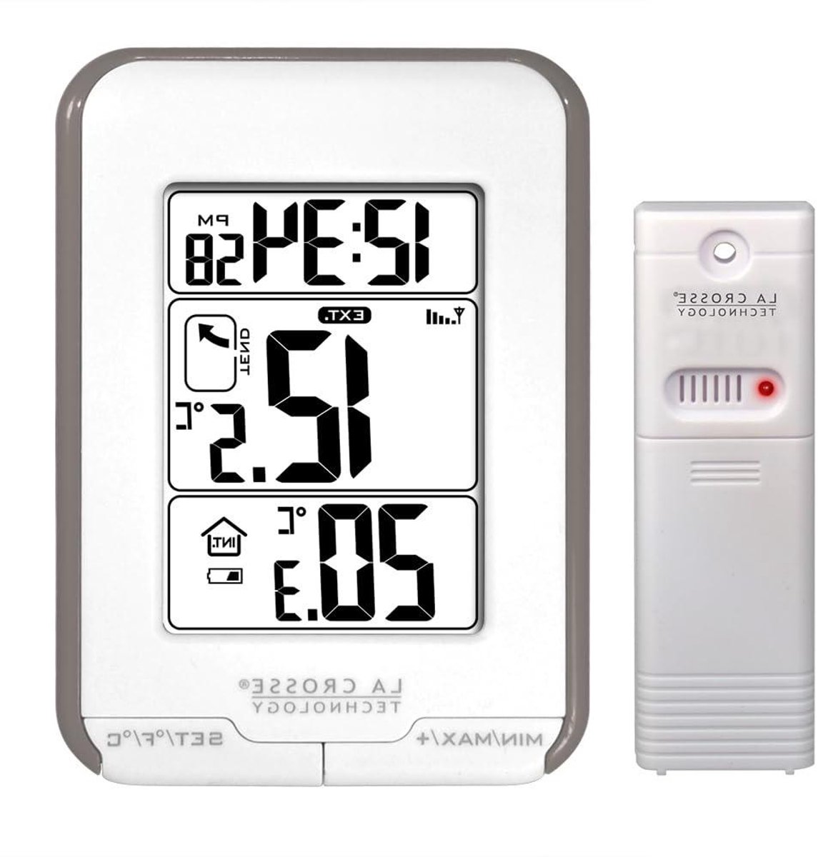 Weerstation Binnen Buiten - Temperatuurmeter Station - Weersvoorspelling Houden - Draadloze Temperatuurweergave - 90 meter bereik - Wit Taupe